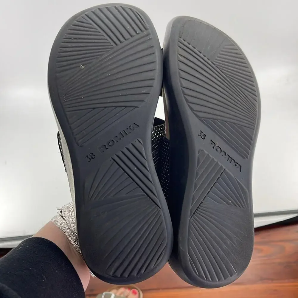 NWOT Romika Borneo leather two strap comfort slide sandals sz 38